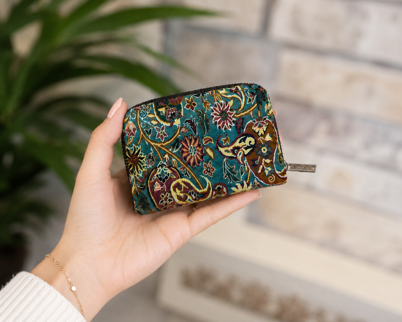 Kilim Desenli Terme Kumaş 11 Bölmeli Unisex Kartlık