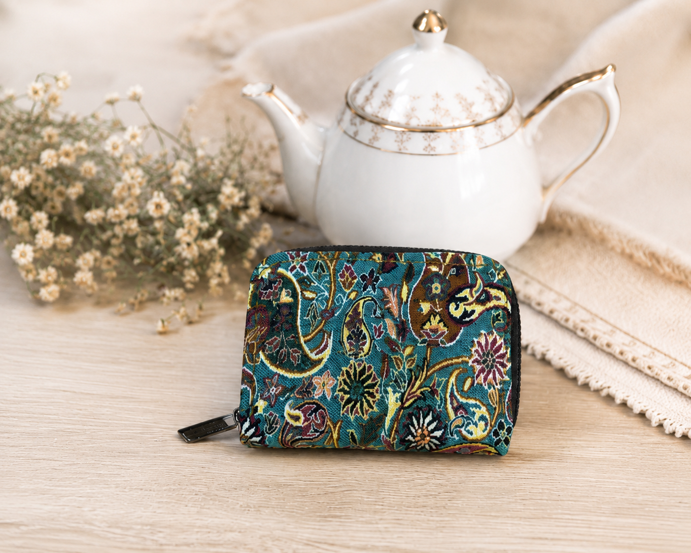 Kilim Desenli Terme Kumaş 11 Bölmeli Unisex Kartlık