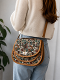Terme Kumaş Kilim Desenli Kadın Çapraz Askılı Omuz Çantası 3 Bölmeli