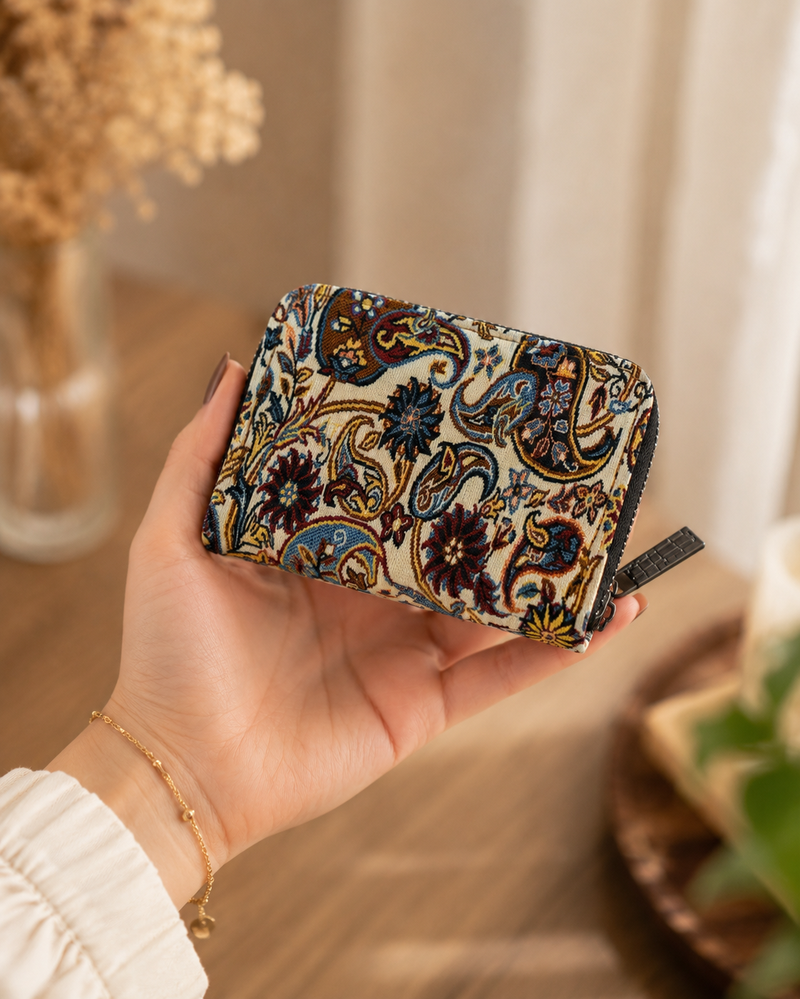 Kilim Desenli Terme Kumaş 11 Bölmeli Unisex Kartlık