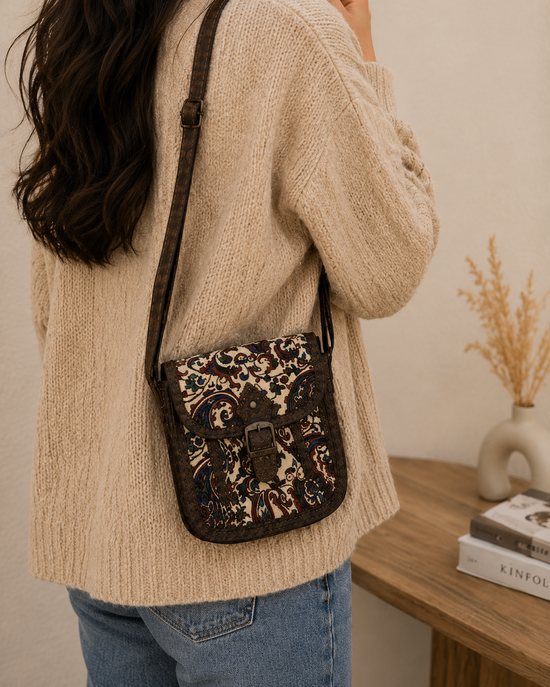 Etnik Desenli Kilim Çanta Terme Kumaş