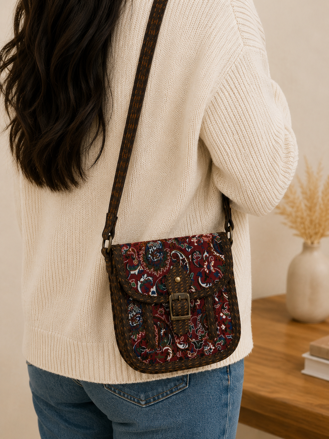 Etnik Desenli Kilim Çanta Terme Kumaş