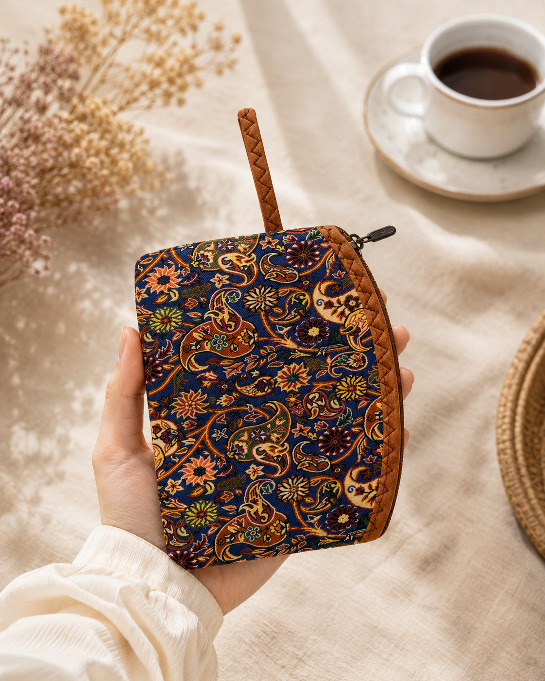 Kilim Desenli Terme Kumaş Orta Boy El Çantası